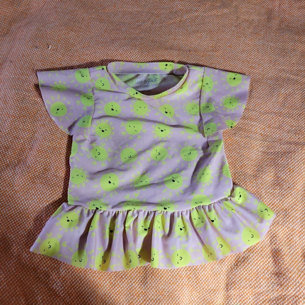 Cat & Jack Girls Swimsuit Top Pink And Yellow Sun's Size 18M
